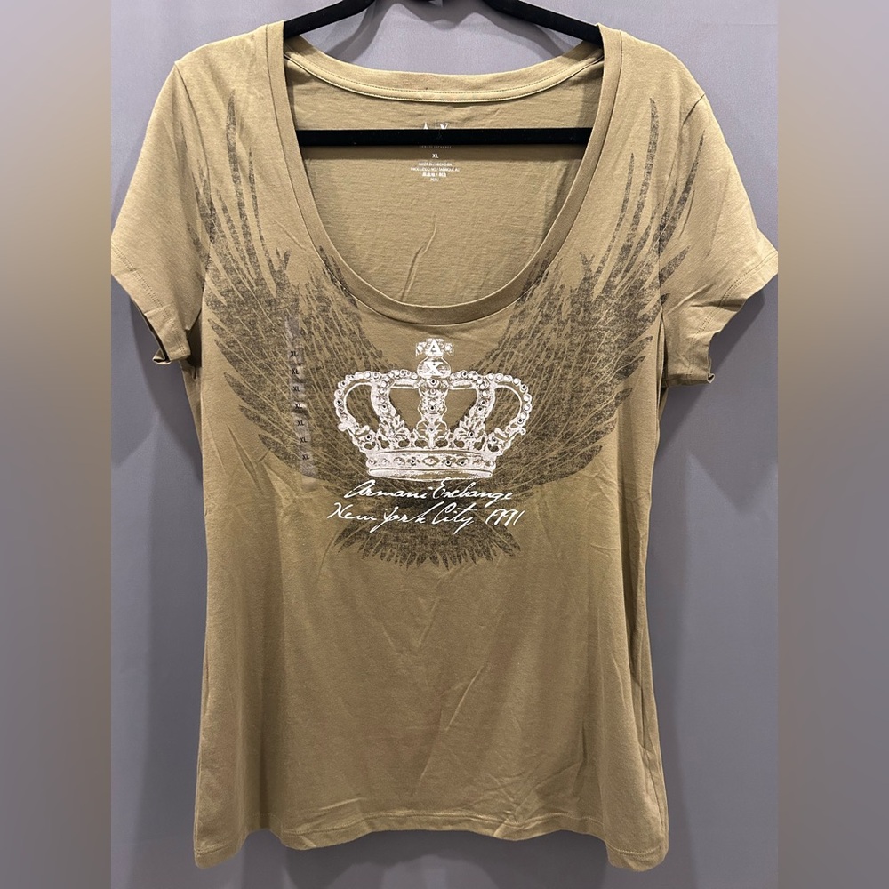 Armani Exchange Tan Graphic Short Sleeve Tee